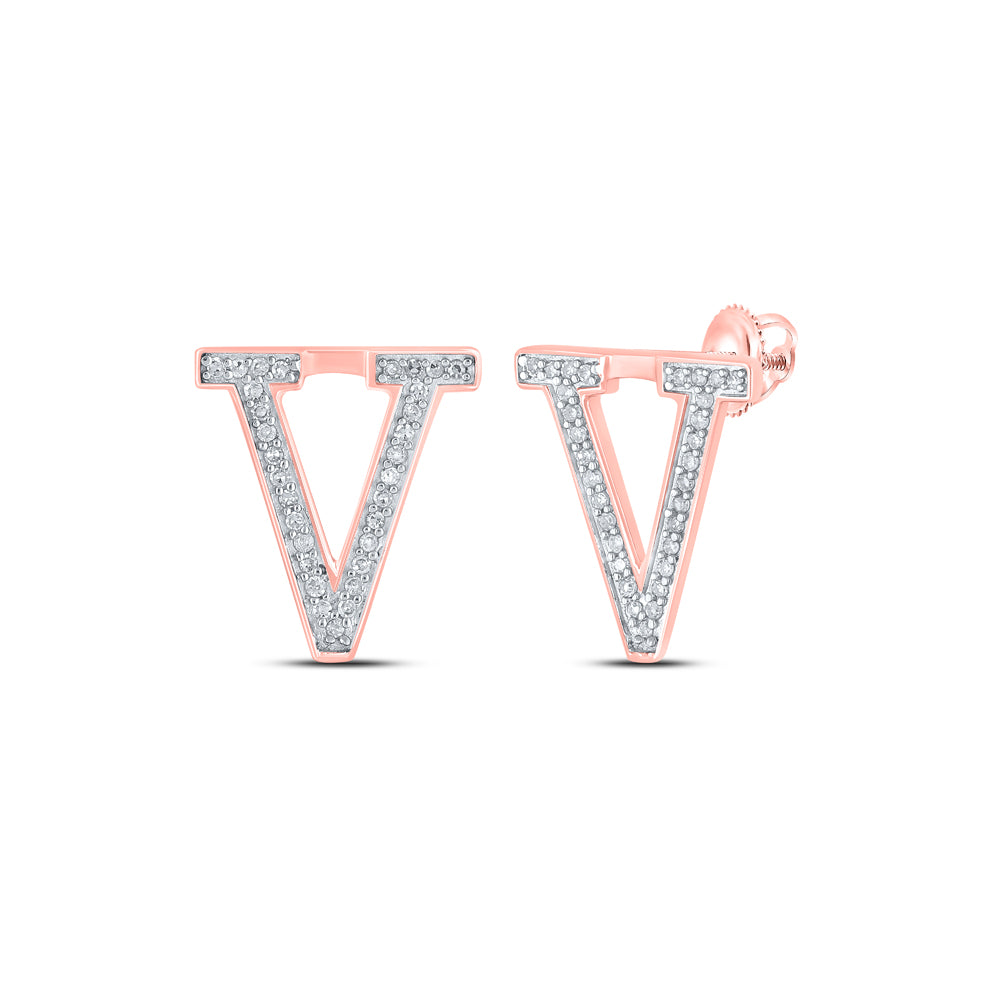 1/8Ctw-Dia P1P2 Initial "V" Gift Earring (1.1 grams)