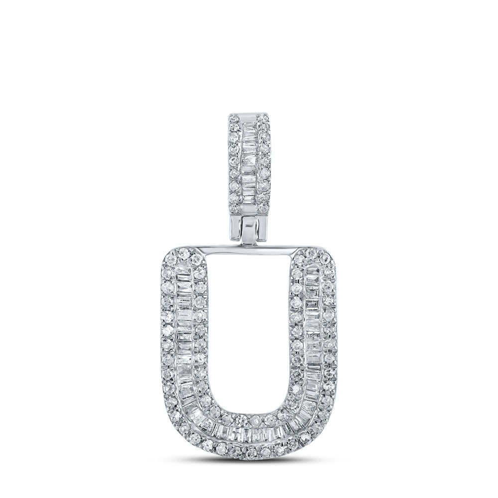 3/8Ctw-Dia P1P2 Mens Initial "U" Pendant (2.01 grams)