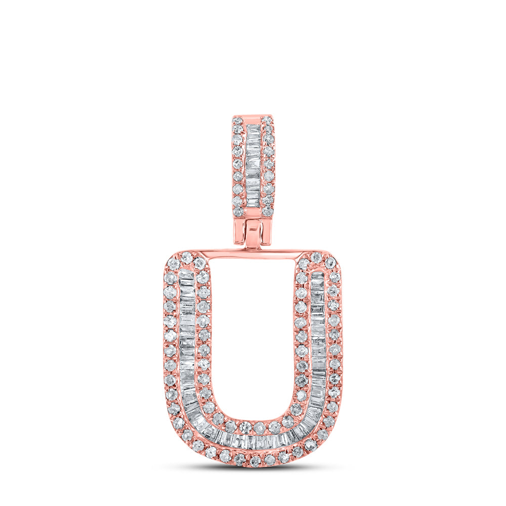 3/8Ctw-Dia P1P2 Mens Initial "U" Pendant (2.01 grams)