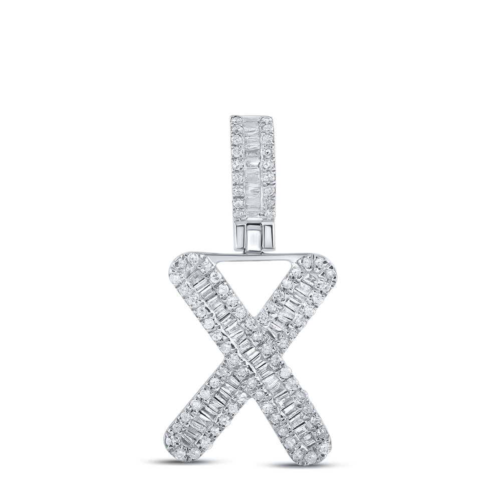 3/8Ctw-Dia P1P2 Mens Initial "X" Pendant (1.87 grams)