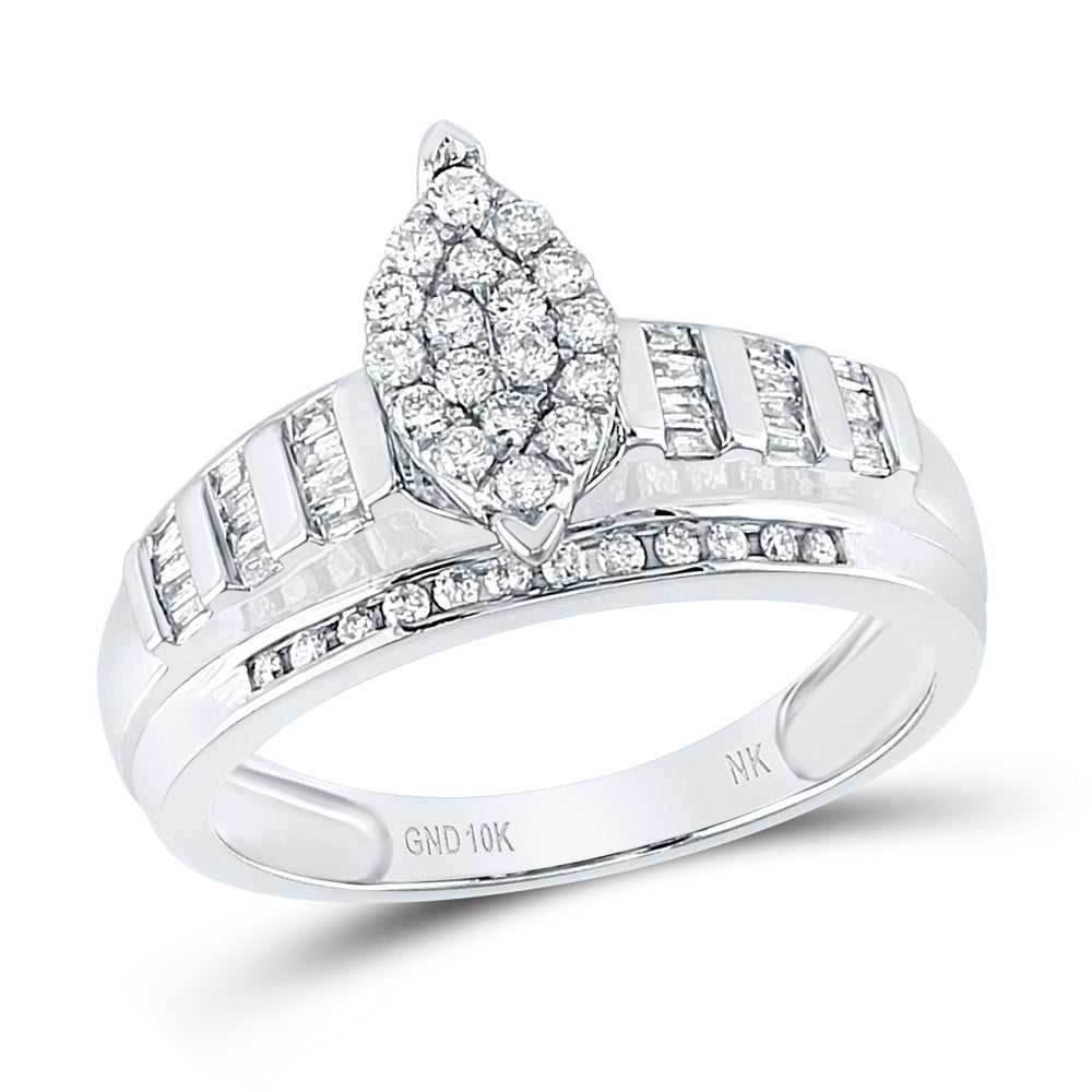 10Kt White Gold 1/2Ctw-Dia Nk Fashion Ring S5 (3.35 grams)