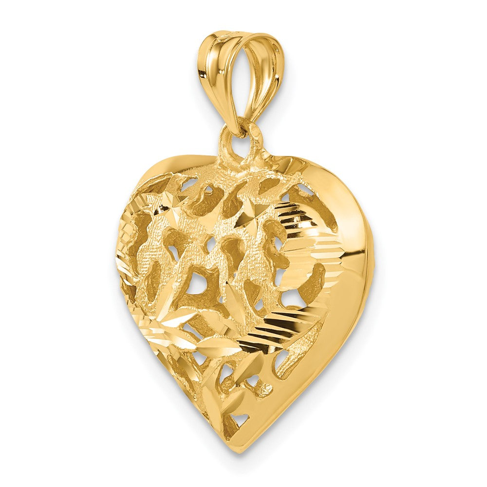 14k Yellow Gold 22 mm Fancy 3D Heart Charm (3.58 grams)