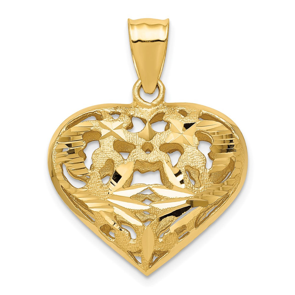 14k Yellow Gold 22 mm Fancy 3D Heart Charm (3.58 grams)