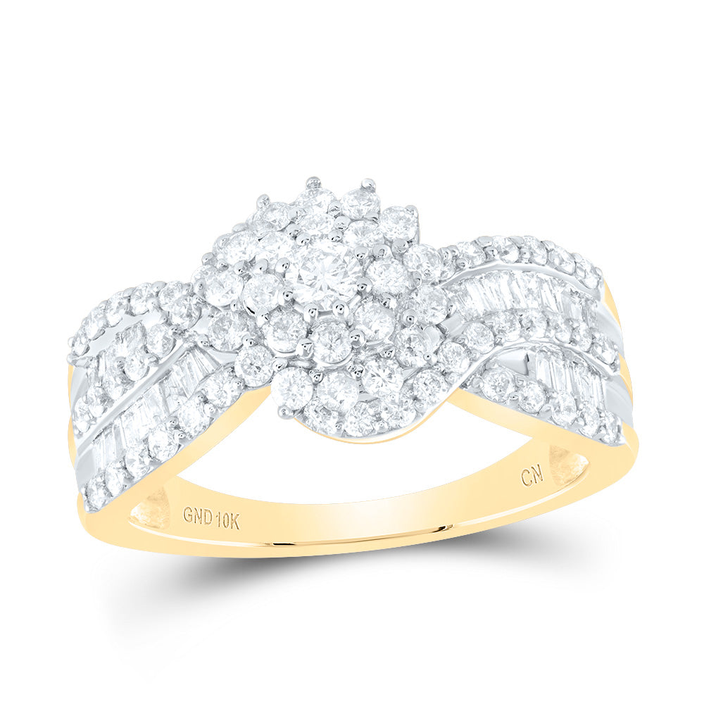 Gold Cluster Ring 1 Cttw Round Natural Diamond Womens (3.82 grams)