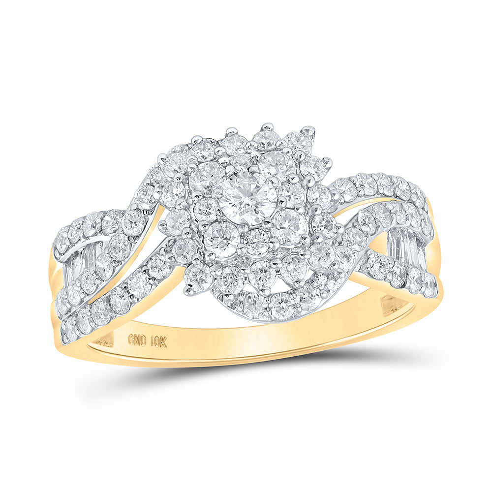 Gold Cluster Ring 1 Cttw Round Natural Diamond Womens (3.41 grams)