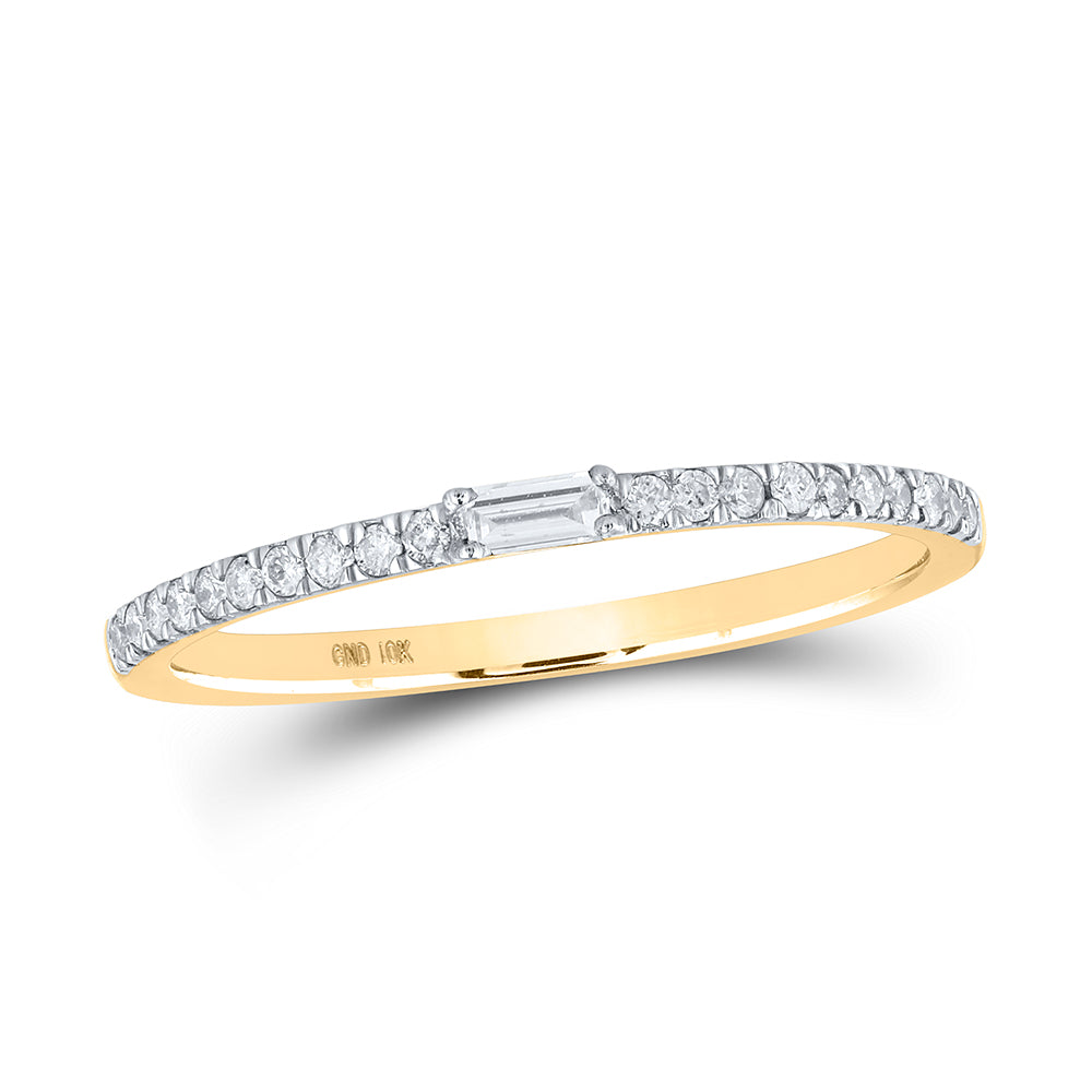 Gold Band Ring 1/6 Cttw Baguette Natural Diamond Womens (1.13 grams)
