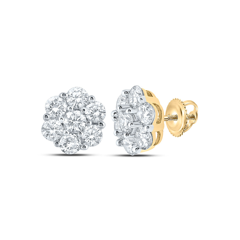 7/8Ctw-Dia Nk 7 Stone Flower Earring (1.45 grams)