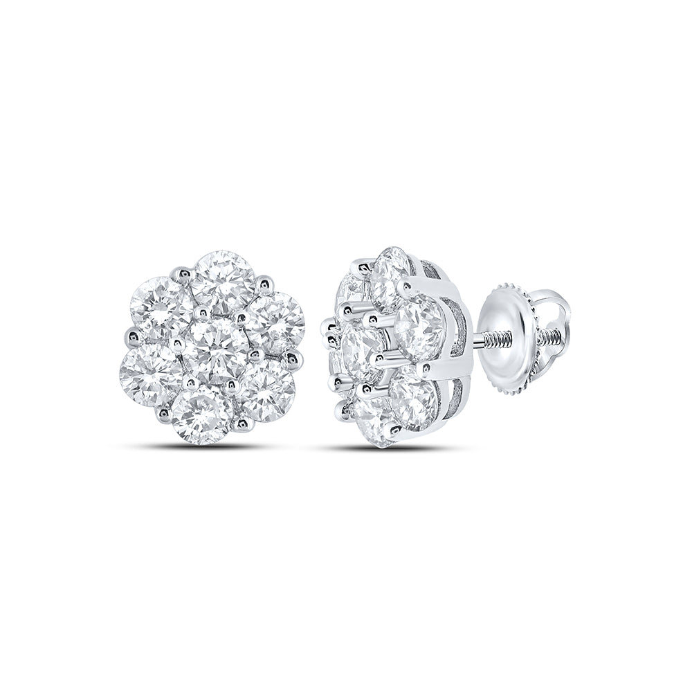 7/8Ctw-Dia Nk 7 Stone Flower Earring (1.45 grams)