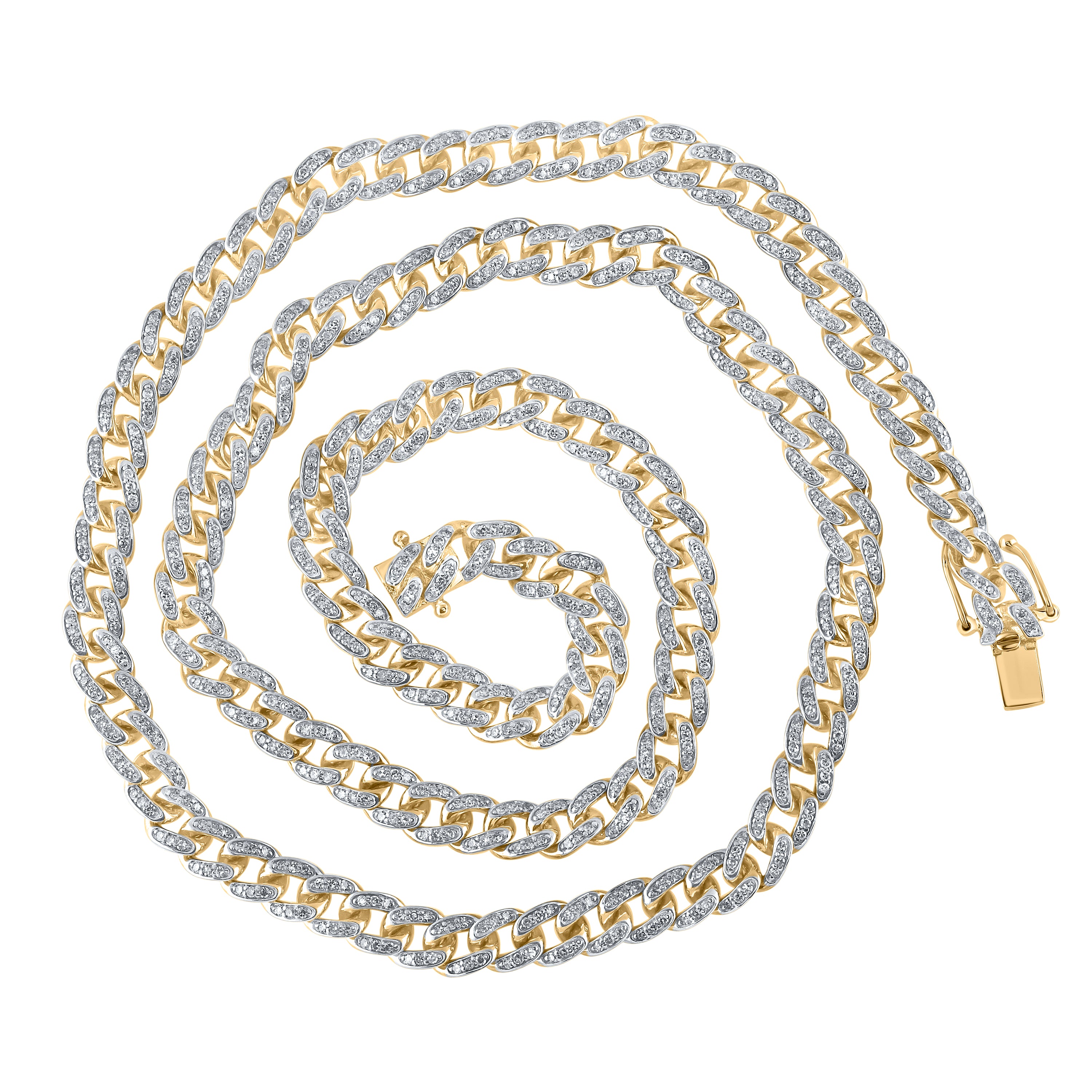 10Kt Yellow Gold 4 1/5Ctw-Dia Nk Cuban Mens Chain (24 Inch) (44.39 grams)