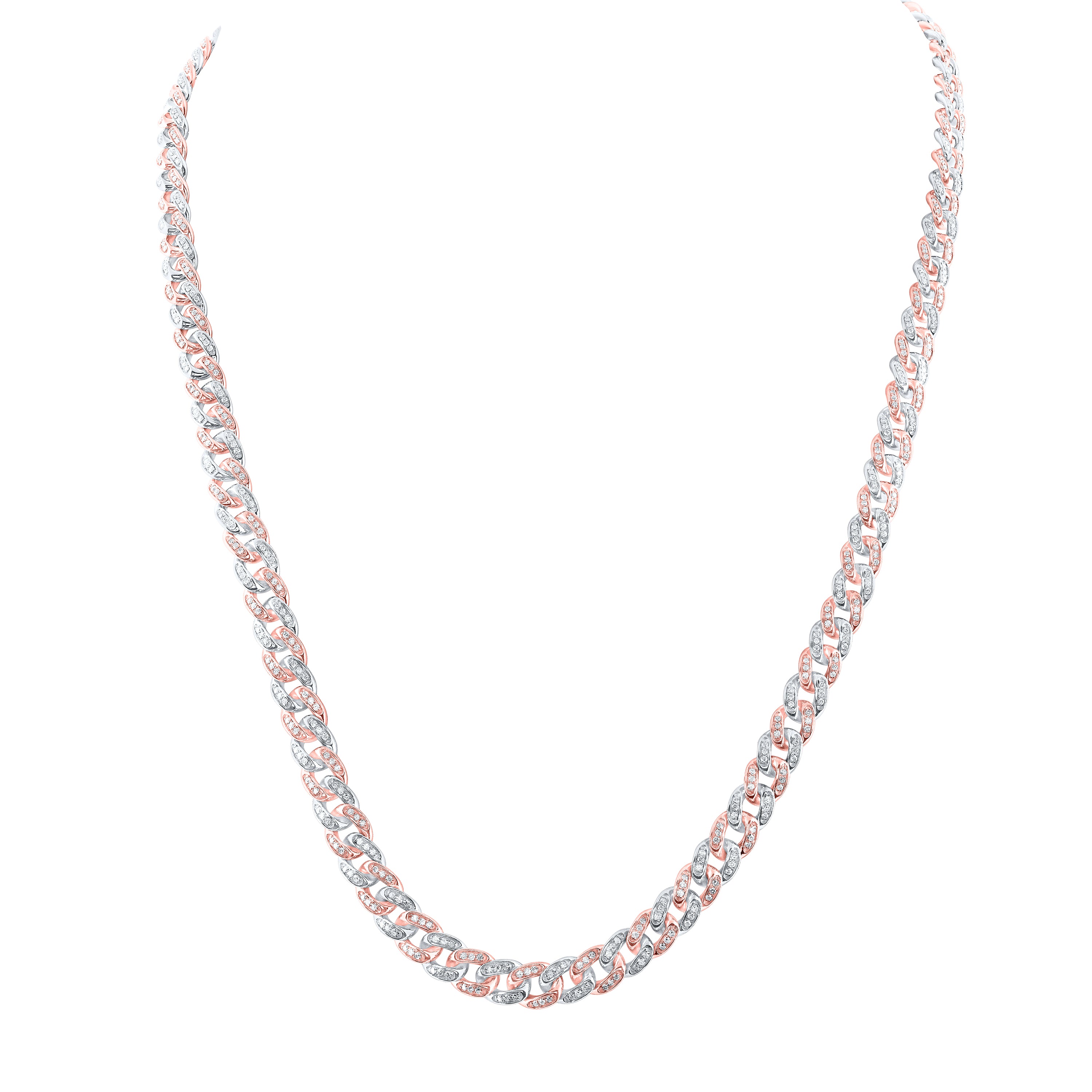 10Kt Two-Tone Gold 4 3/8Ctw-Dia Cn Cuban Mens Chain (22 Inch) (79.47 grams)