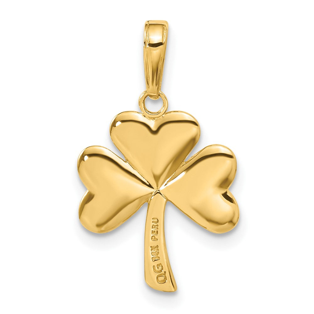 14k Yellow Gold 15 mm Polished Solid Shamrock Pendant (1.8 grams)