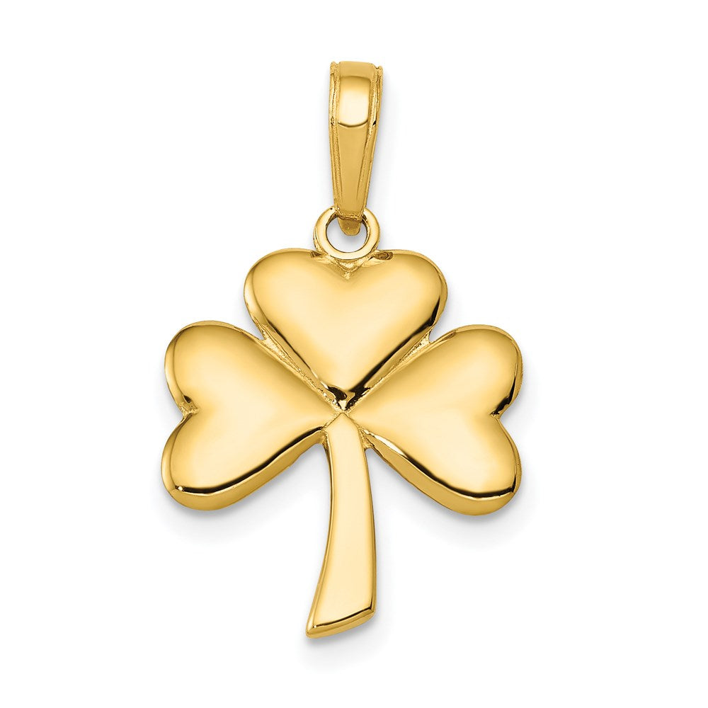 14k Yellow Gold 15 mm Polished Solid Shamrock Pendant (1.8 grams)
