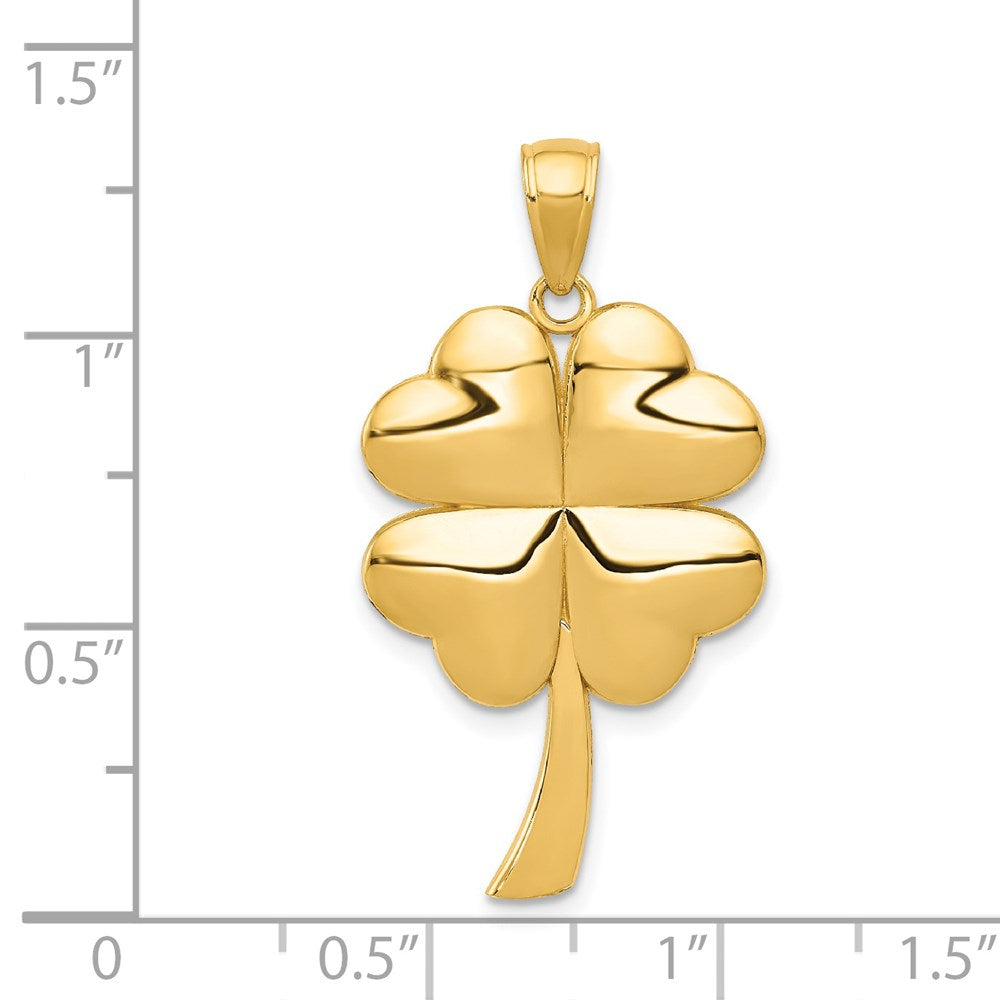14k Yellow Gold 18 mm Solid Polished 4-Leaf Clover Pendant (2.01 grams)