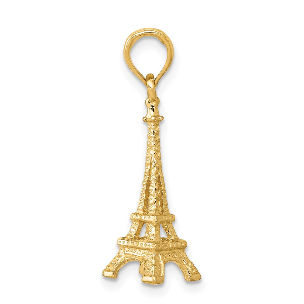 14k Yellow Gold 8 mm Solid Polished 3-D Eiffel Tower Charm (1.38 grams)