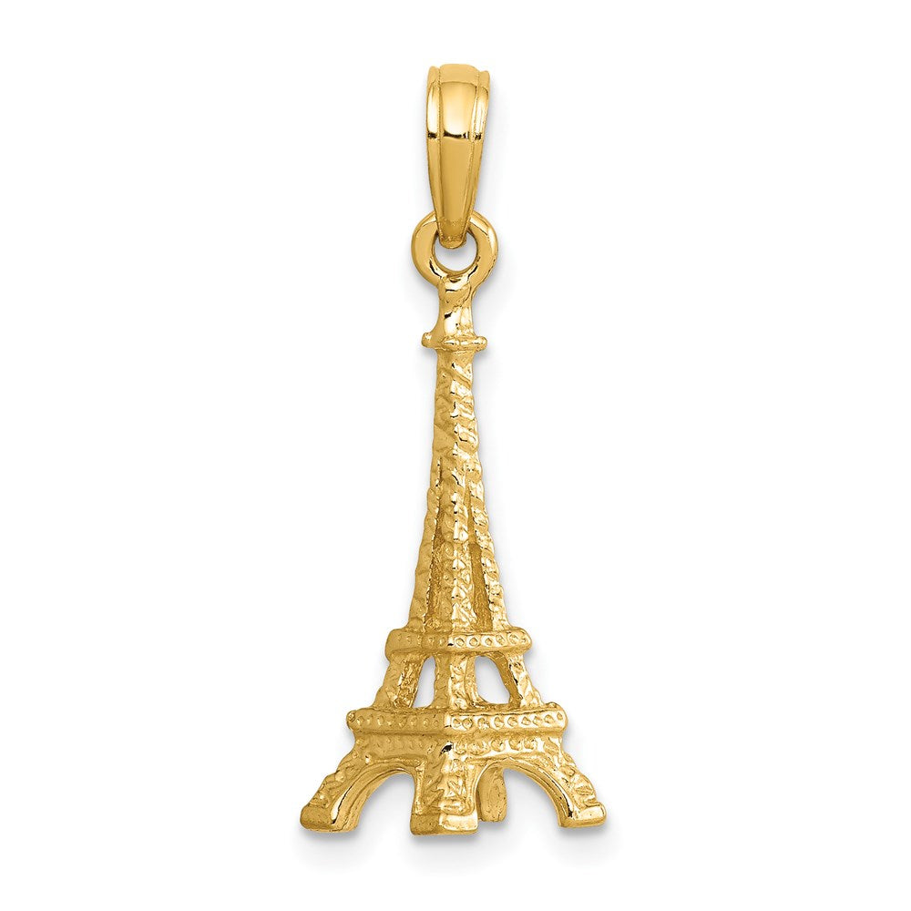 14k Yellow Gold 8 mm Solid Polished 3-D Eiffel Tower Charm (1.38 grams)