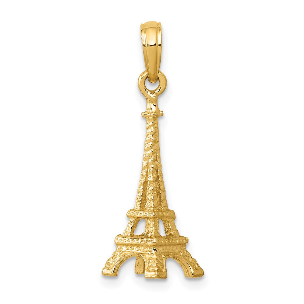 14k Yellow Gold 8 mm Solid Polished 3-D Eiffel Tower Charm (1.38 grams)