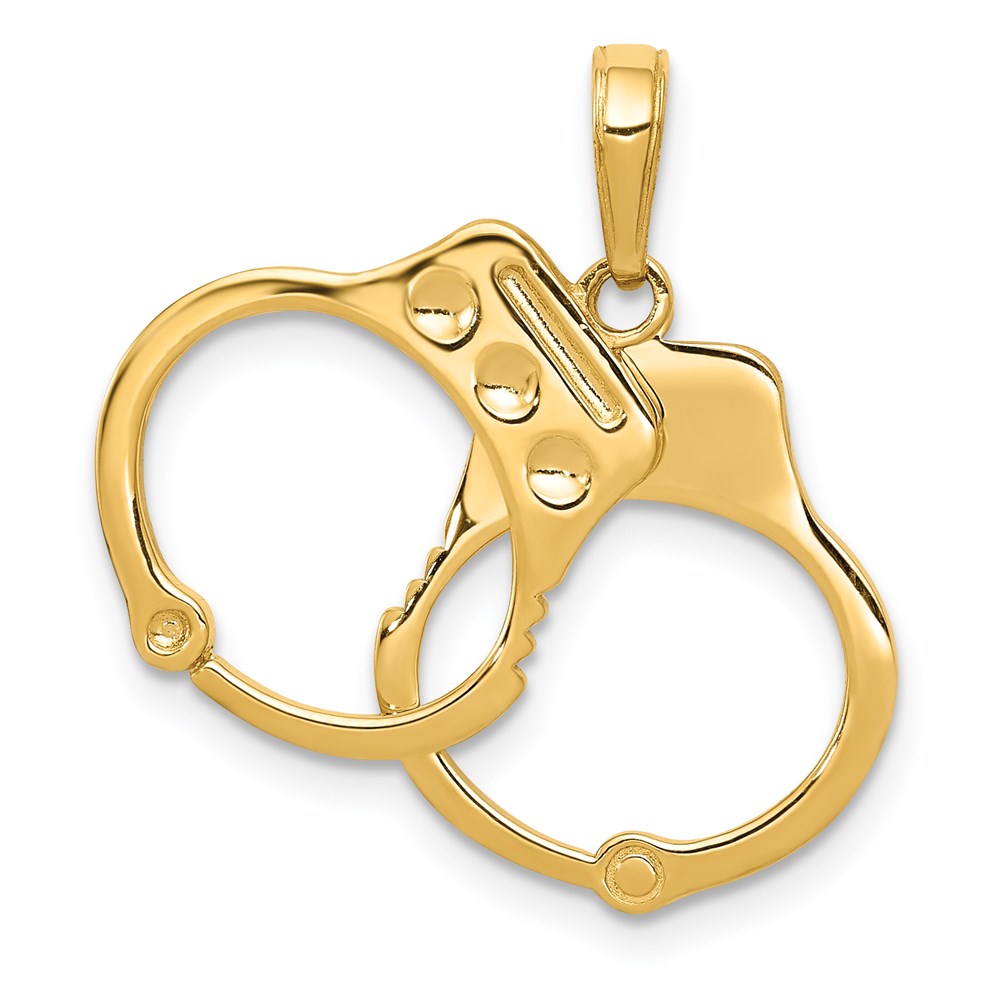 14k Yellow Gold 20 mm 2-Piece Handcuffs Charm (1.82 grams)