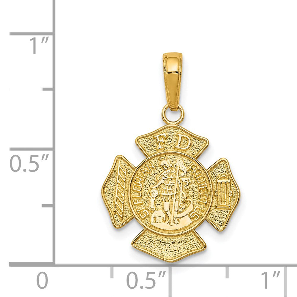 14k Yellow Gold 15.5 mm Small St. Florian Badge Pendant (1.23 grams)
