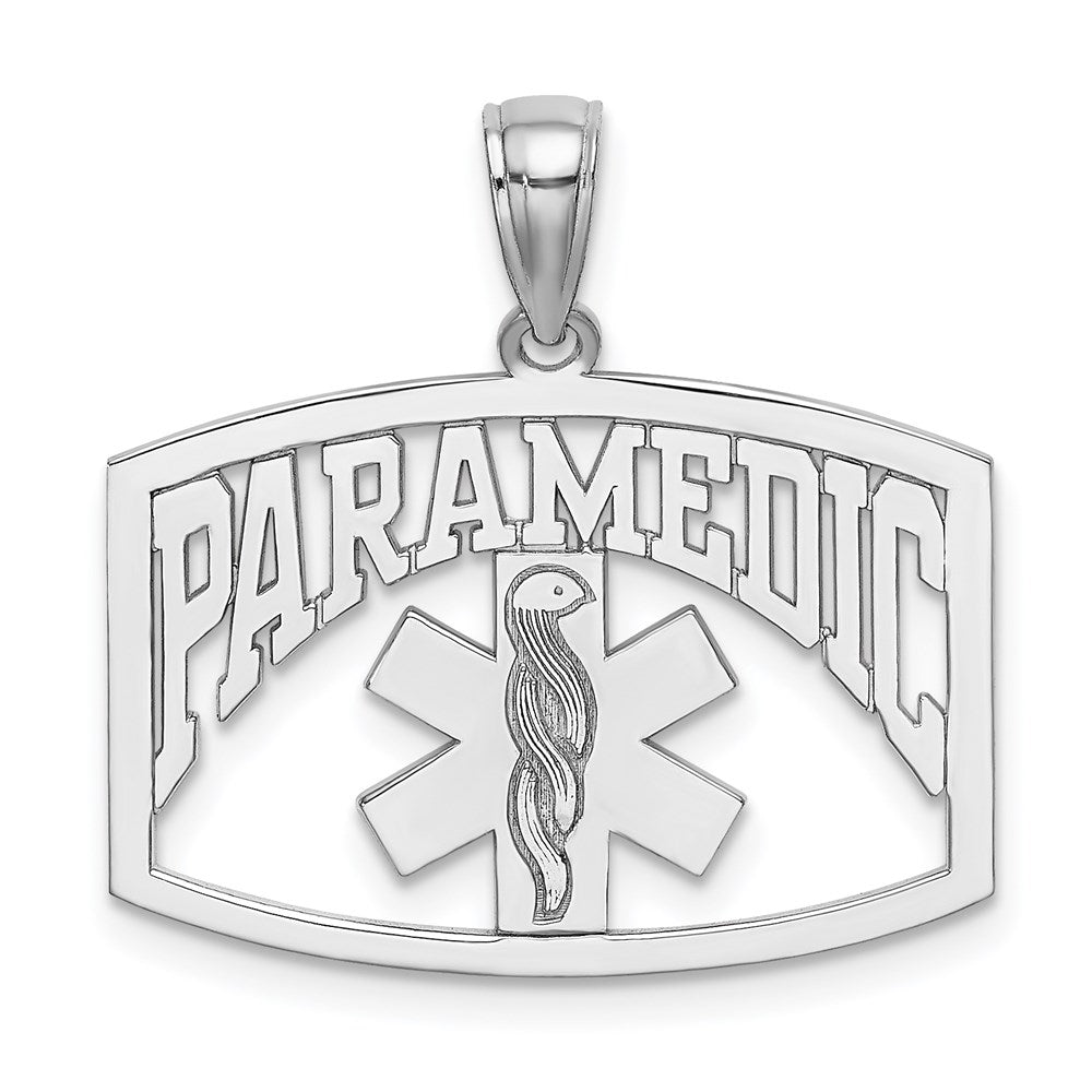14k White Gold 24.5 mm Cut-Out PARAMEDIC Charm (1.58 grams)