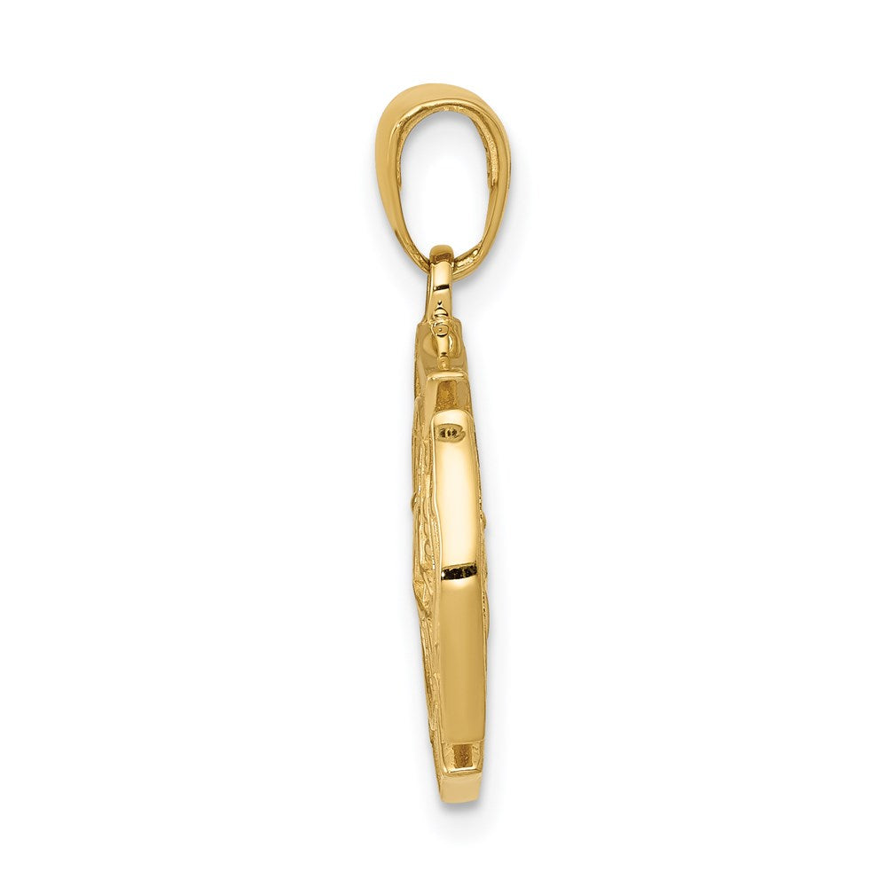 14k Yellow Gold 16.85 mm Reversible Fire Department Shield Pendant (3.89 grams)