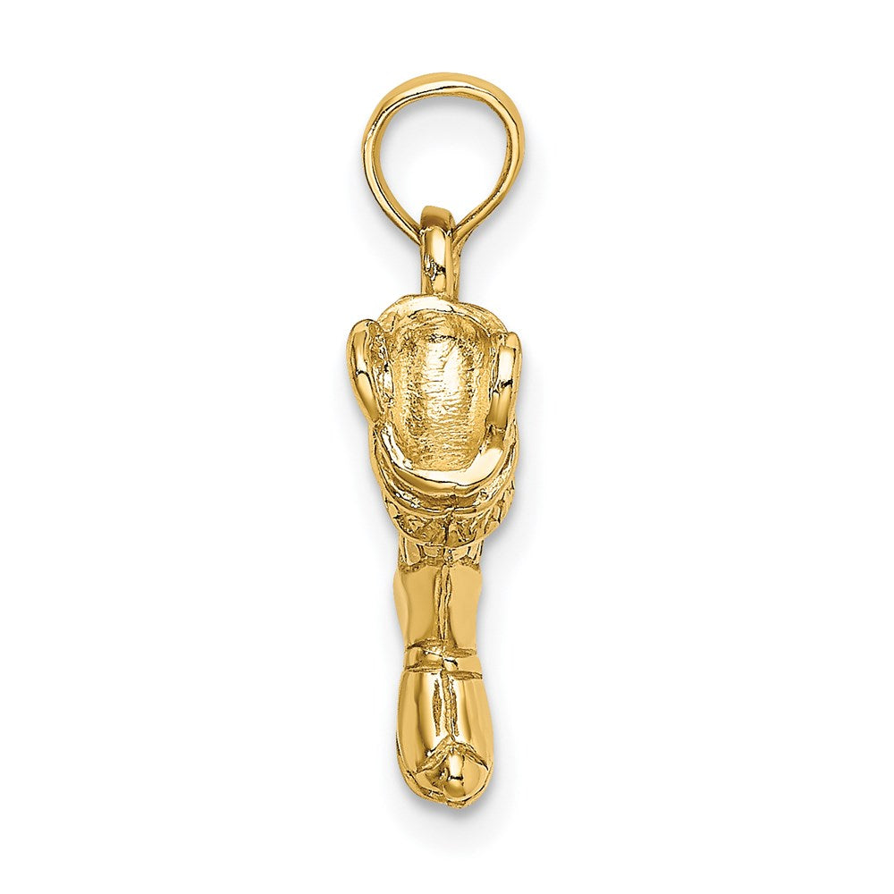 14k Yellow Gold 11.2 mm 3-D Firefighter Boot Charm (1.95 grams)