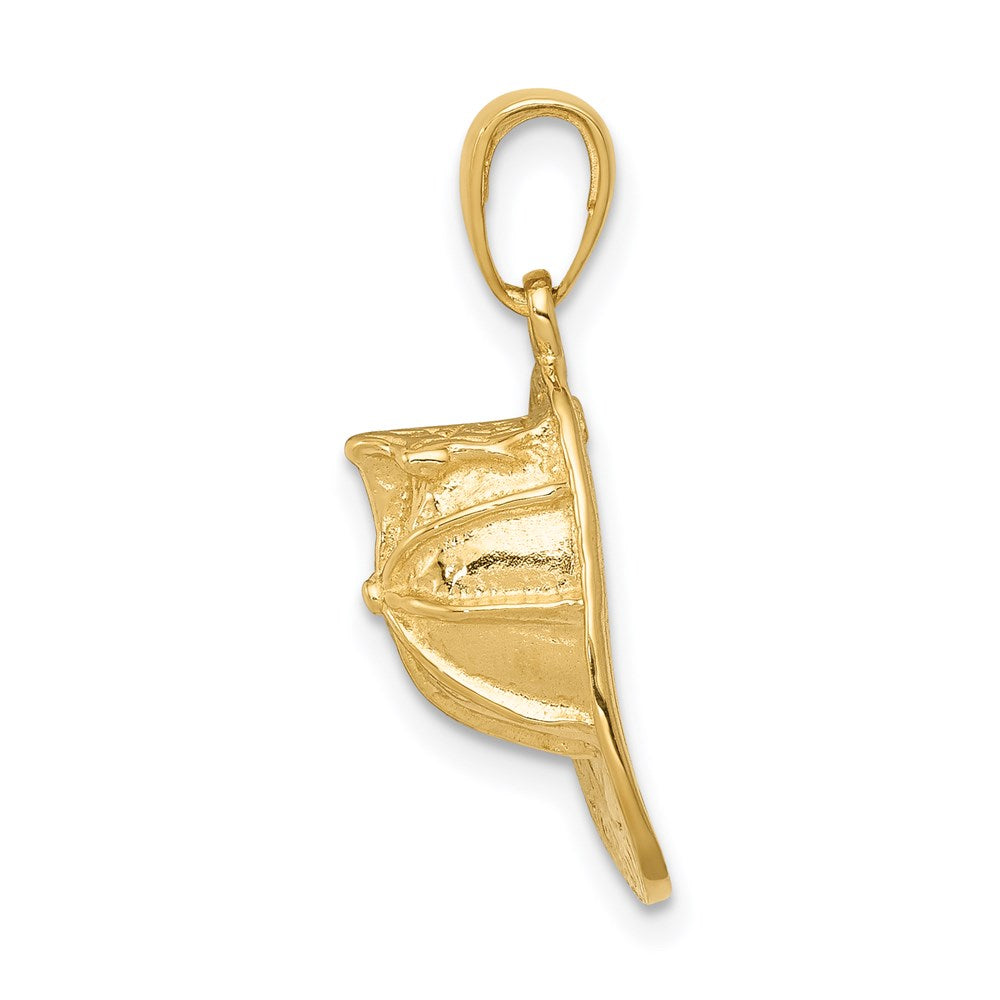 14k Yellow Gold 12 mm 3-D Firefighter Hat Pendant (3.35 grams)