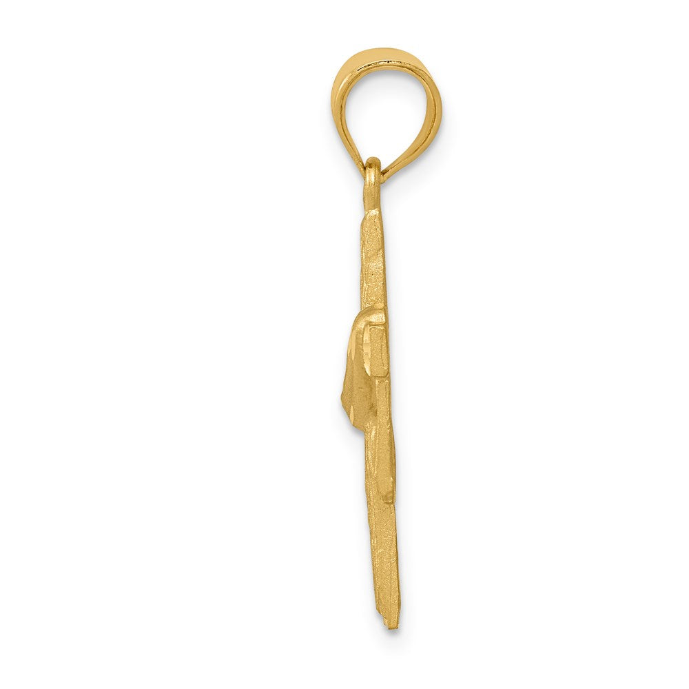 14k Yellow Gold 13 mm Satin Draped Cross Pendant (1.74 grams)