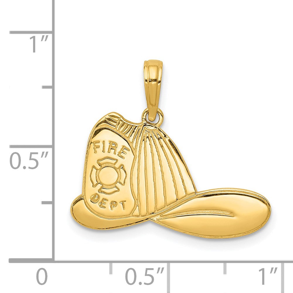 14k Yellow Gold 22 mm Large Firefighter Hat Pendant (1.68 grams)