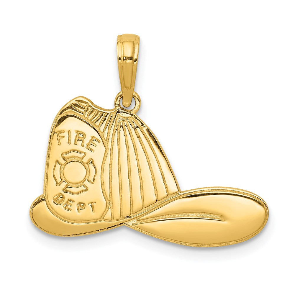14k Yellow Gold 22 mm Large Firefighter Hat Pendant (1.68 grams)