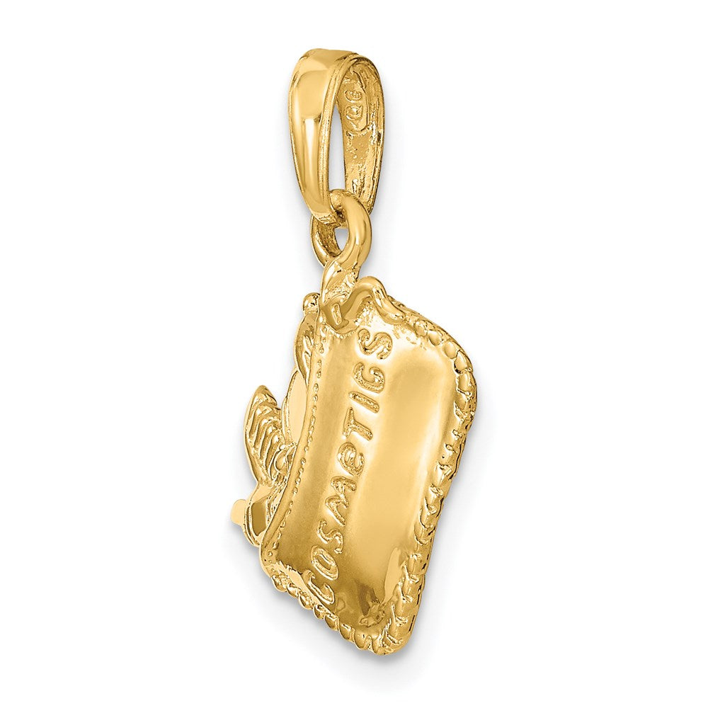 14k Yellow Gold 15 mm Satin 3-D Cosmetic Pouch Pendant (2.47 grams)