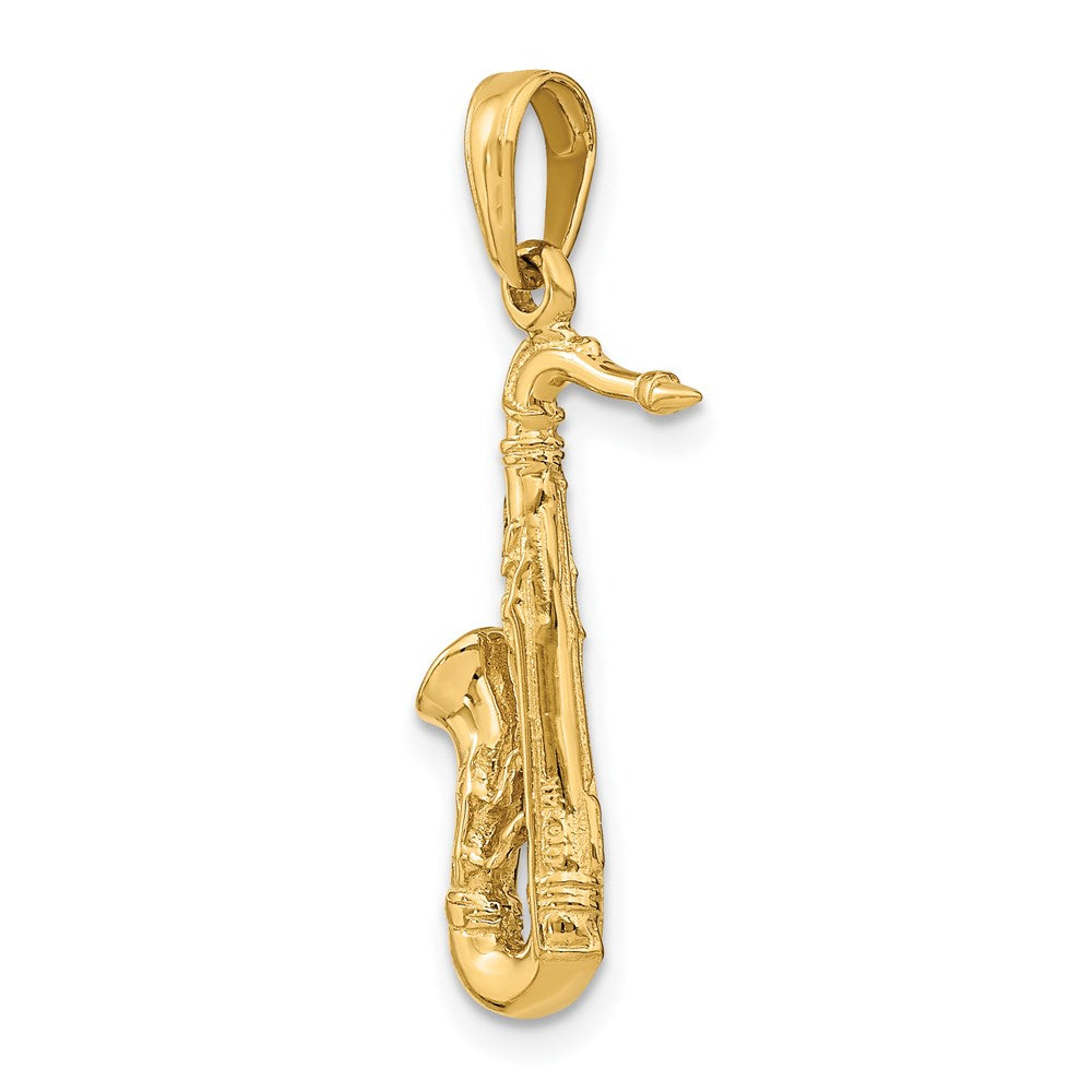 14k Yellow Gold 7 mm Solid Polished 3-D Saxophone Charm (2.03 grams)