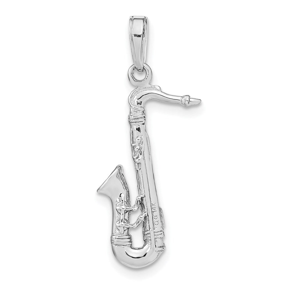 14k White Gold 7.45 mm Solid Polished 3-D Saxophone Charm (2.16 grams)