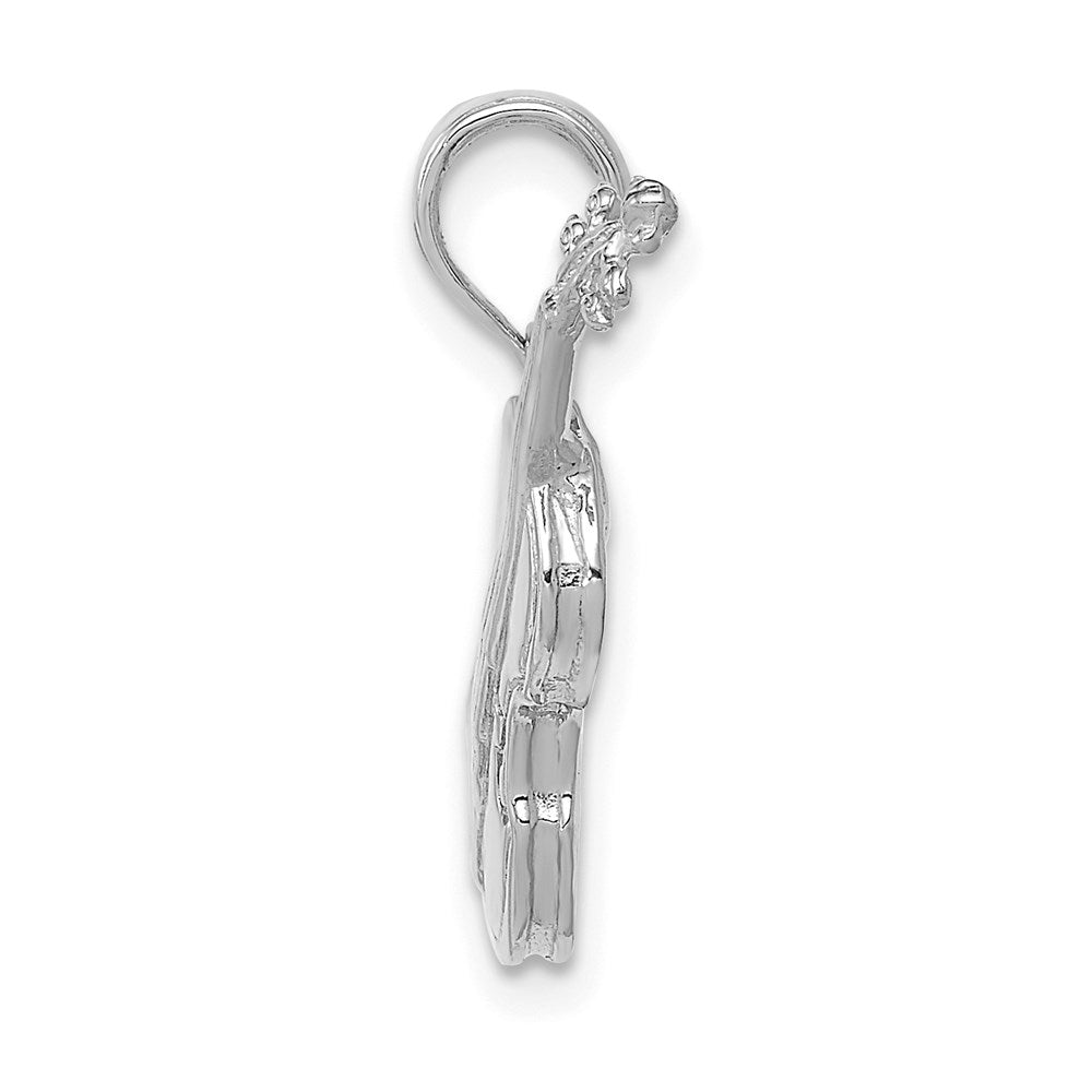 14k White Gold 8.65 mm Polished Solid 3-D Violin Pendant (2.39 grams)
