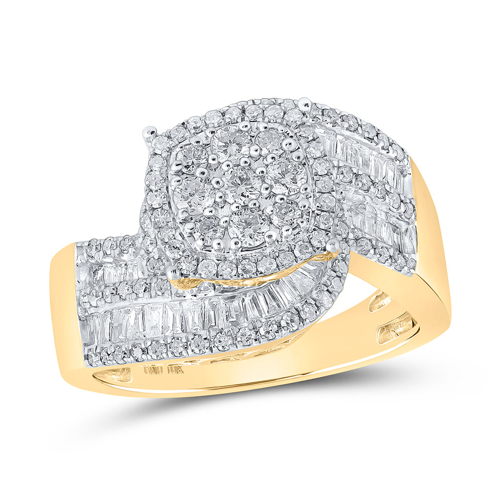 Gold Cluster Ring 1 Cttw Round Natural Diamond Womens (5.89 grams)