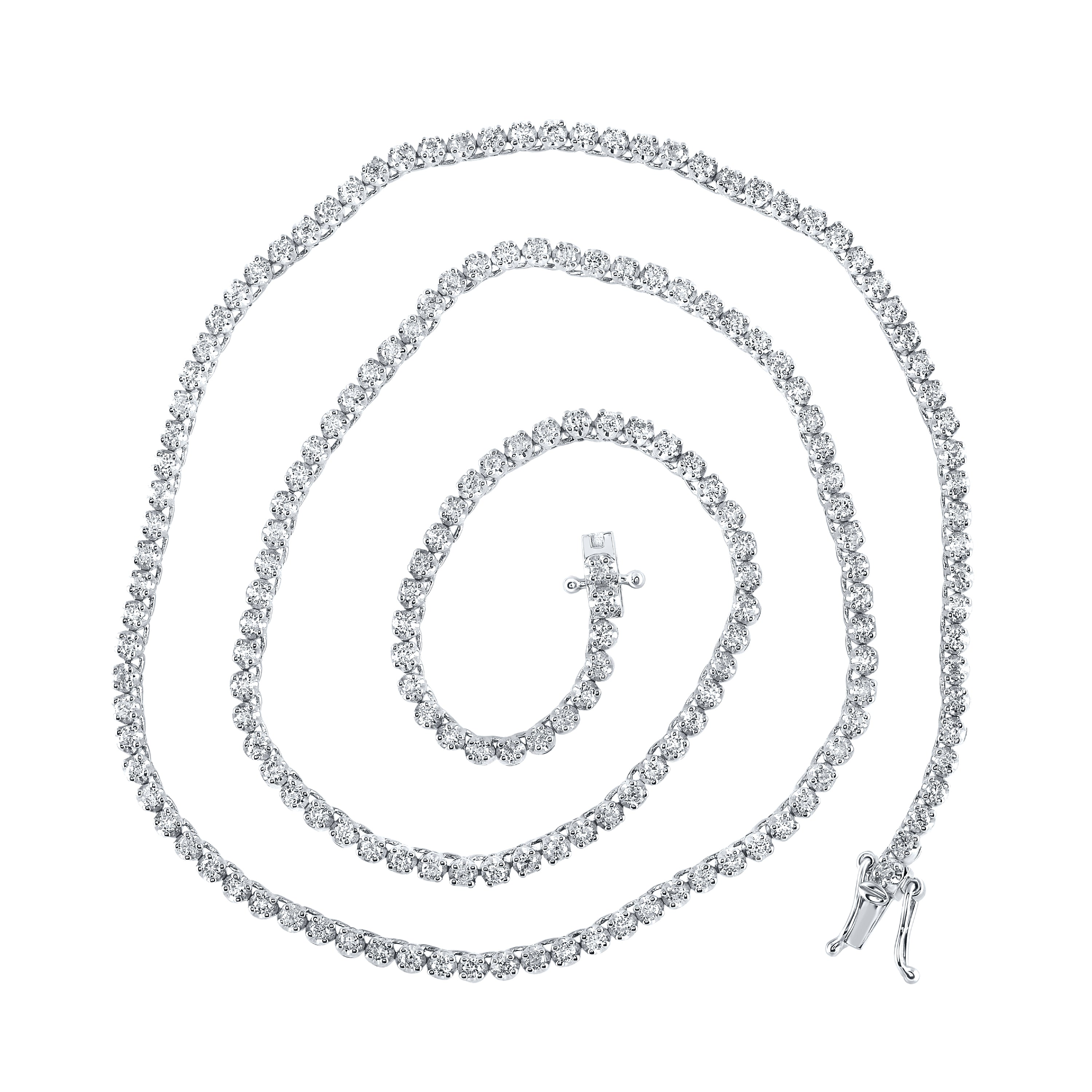 14Kt White Gold 3 1/4Ctw-Diamond Tennis Chain (18 Inch) (14.86 grams)