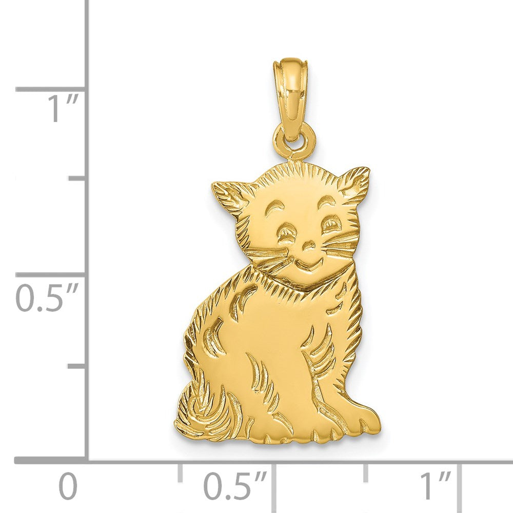 14k Yellow Gold 9 mm Polished Cat Charm (1.59 grams)