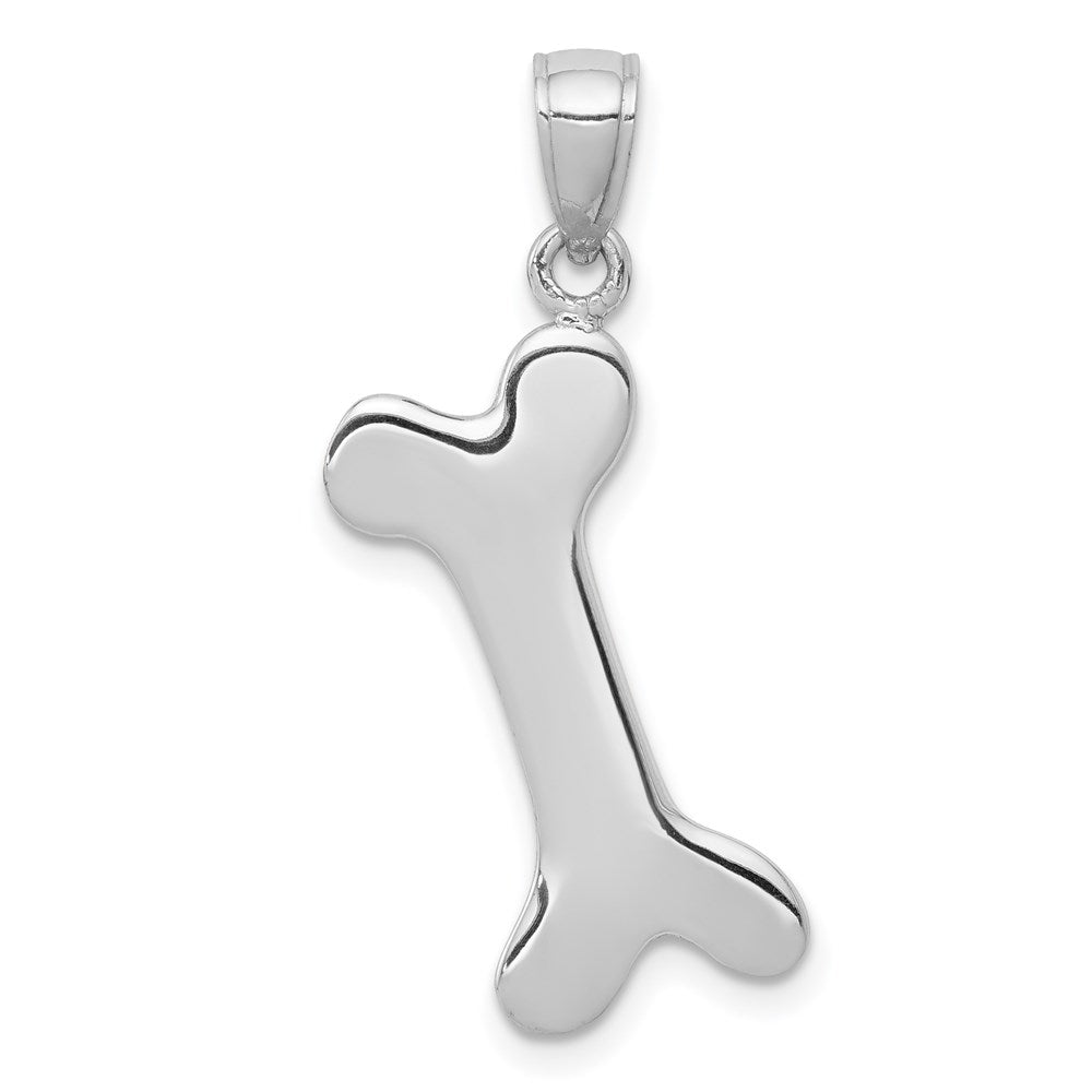 14k White Gold 19 mm Solid Polished Dog Bone Charm (1.57 grams)