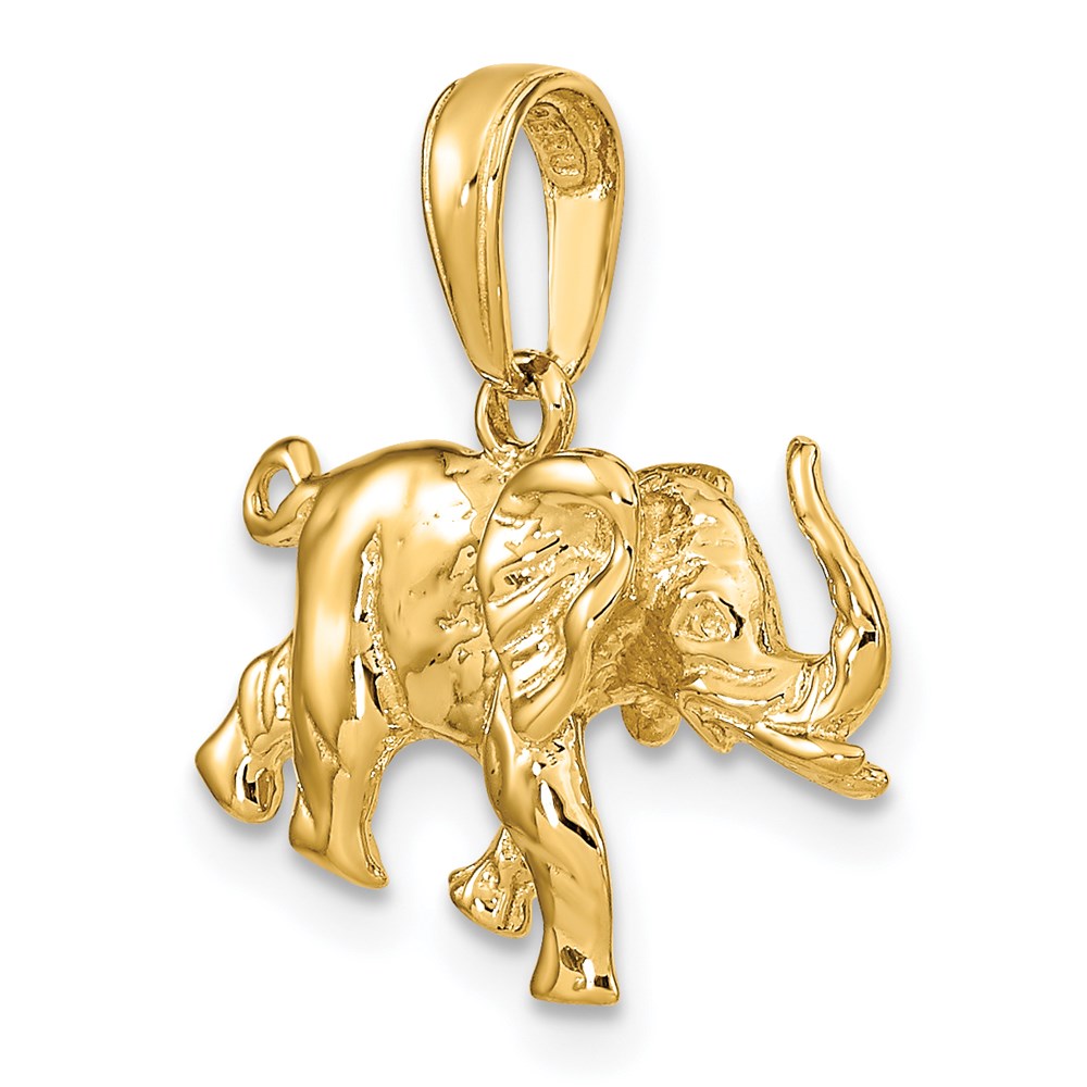 14k Yellow Gold 19 mm Polished 3-D Elephant Pendant (2.59 grams)