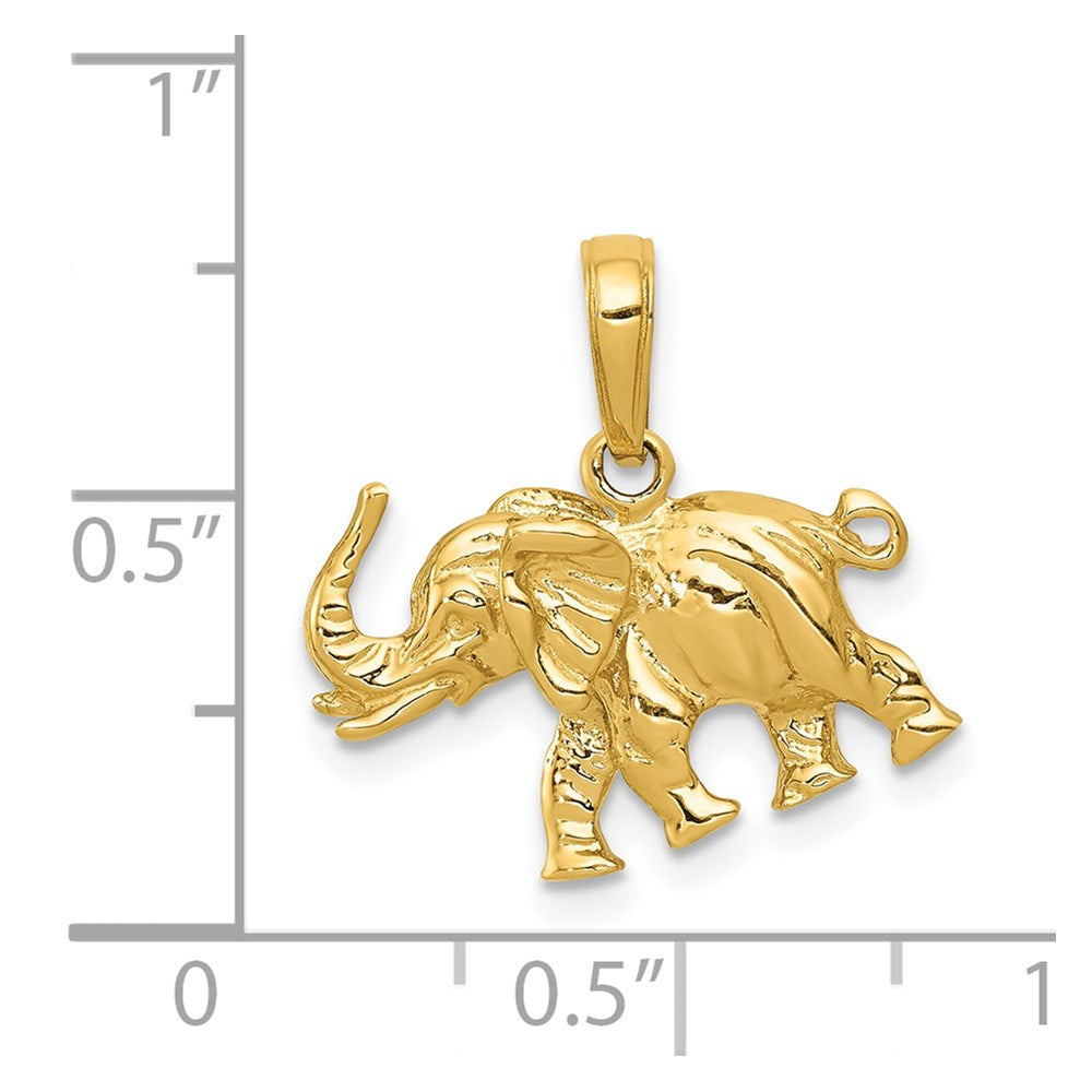 14k Yellow Gold 19 mm Polished 3-D Elephant Pendant (2.59 grams)
