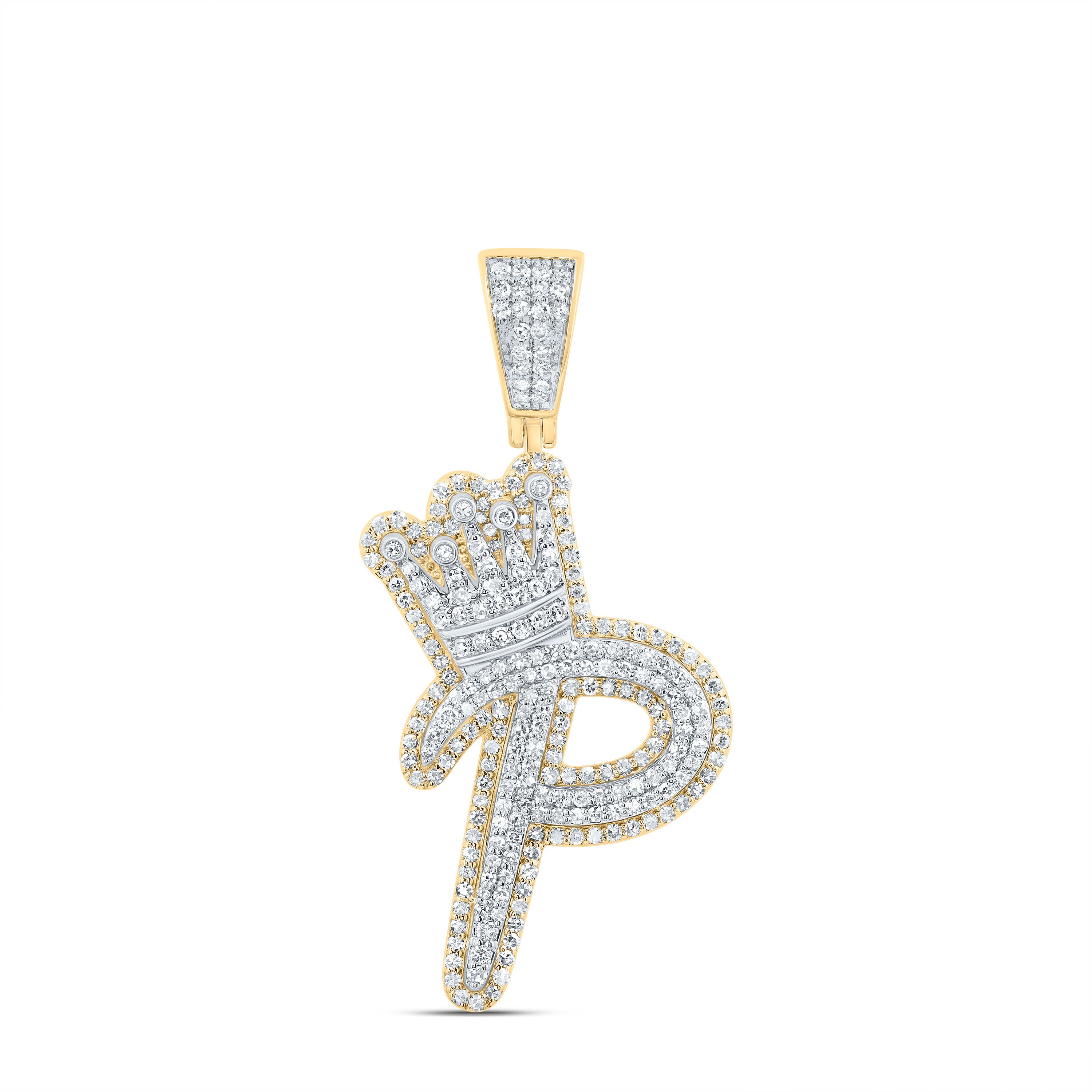 1 Ctw-Dia Nk Initial "P" Crown Mens Pendant (6.35 grams)