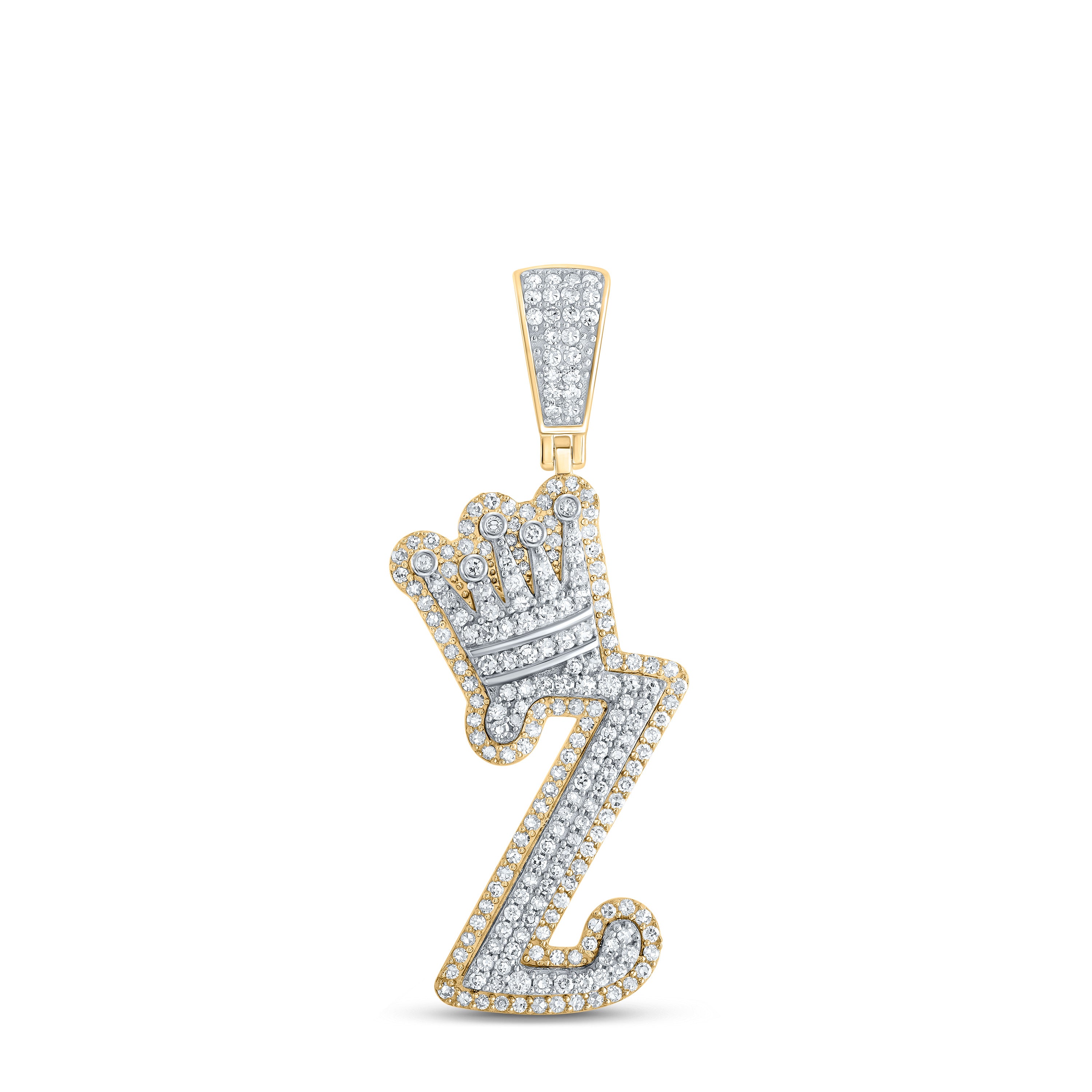 1Ctw-Dia Nk Initial "Z" Crown Mens Pendant (6.02 grams)