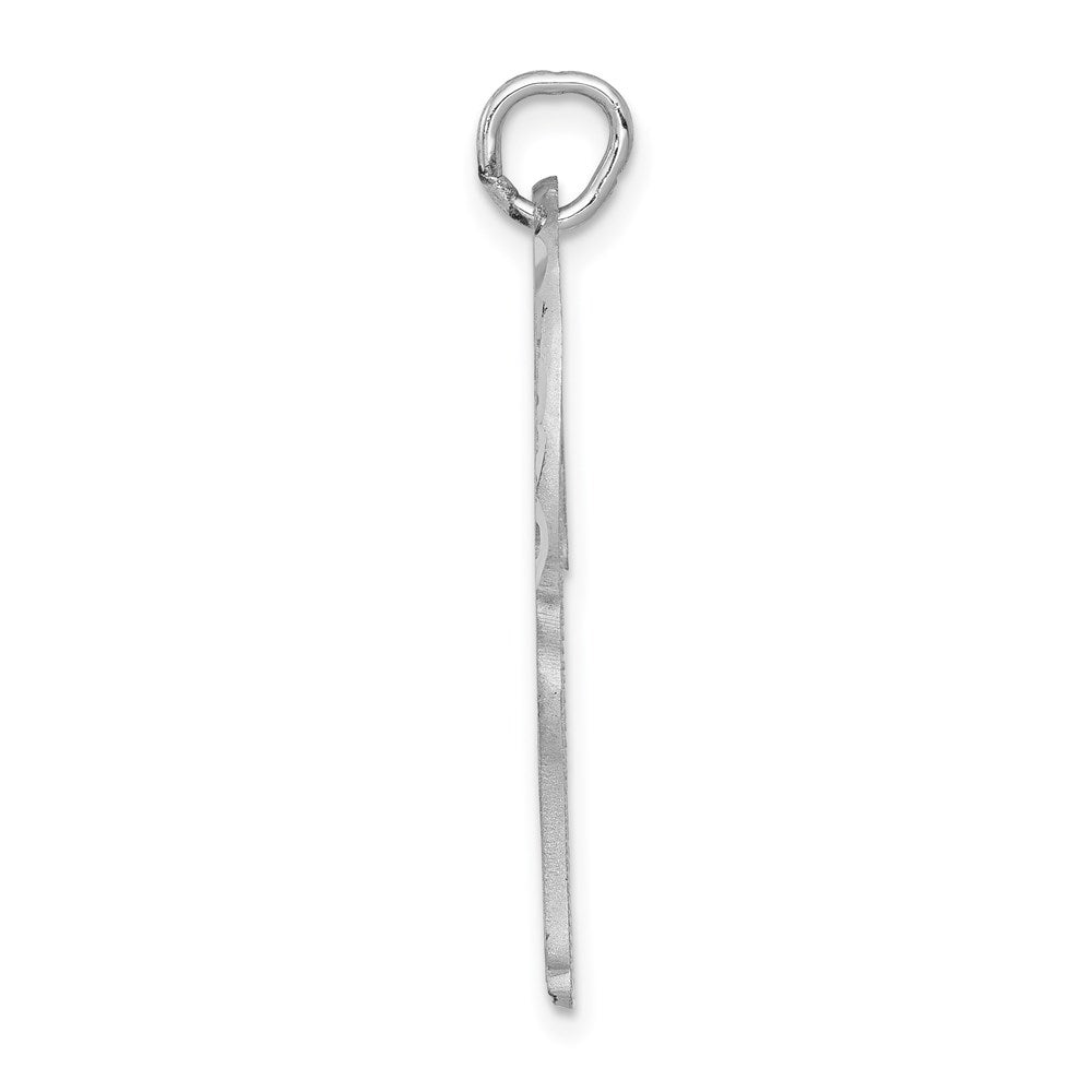 14k White Gold 20 mm Solid Satin Diamond-cut Flat-Backed Giraffe Charm (2 grams)