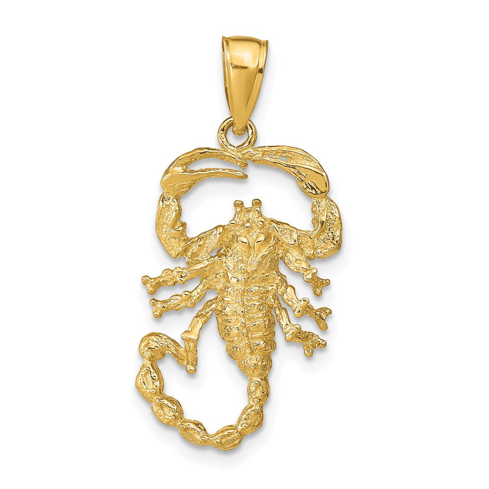 14k Yellow Gold 14 mm Solid Polished Open-Backed Scorpion Pendant (2.04 grams)