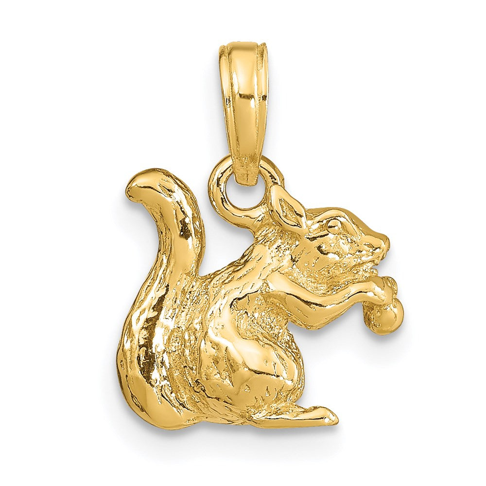 14k Yellow Gold 12 mm Solid 3-D Squirrel with Nut Charm (3.53 grams)