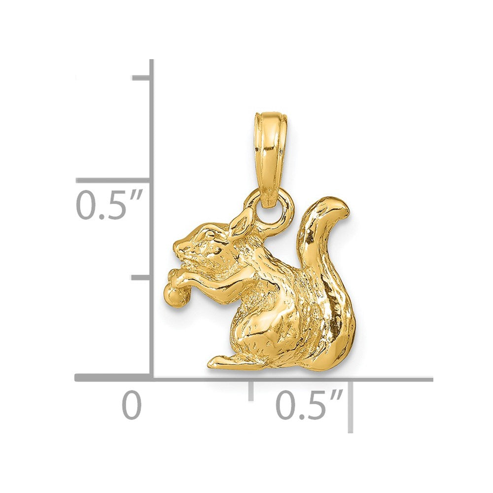 14k Yellow Gold 12 mm Solid 3-D Squirrel with Nut Charm (3.53 grams)