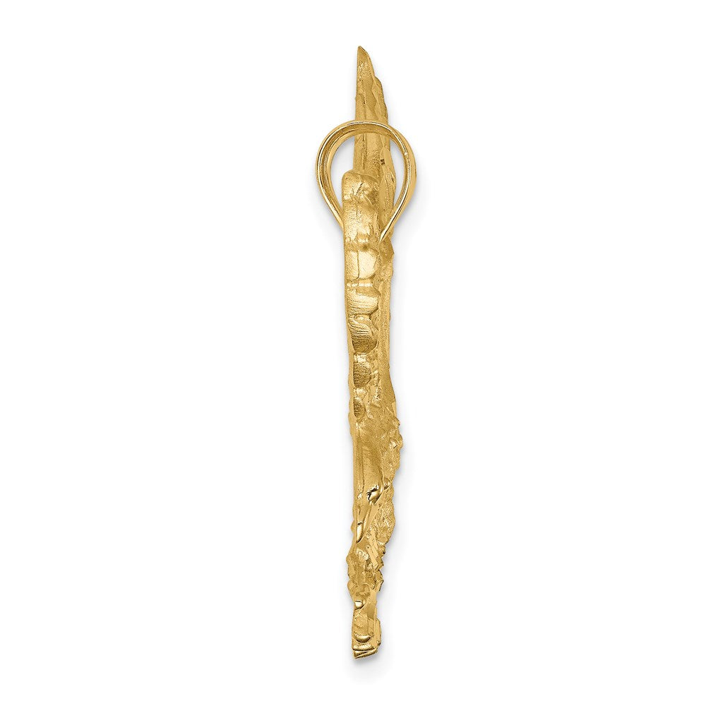 14k Yellow Gold 25 mm Satin Diamond-cut Eagle Pendant (3.82 grams)
