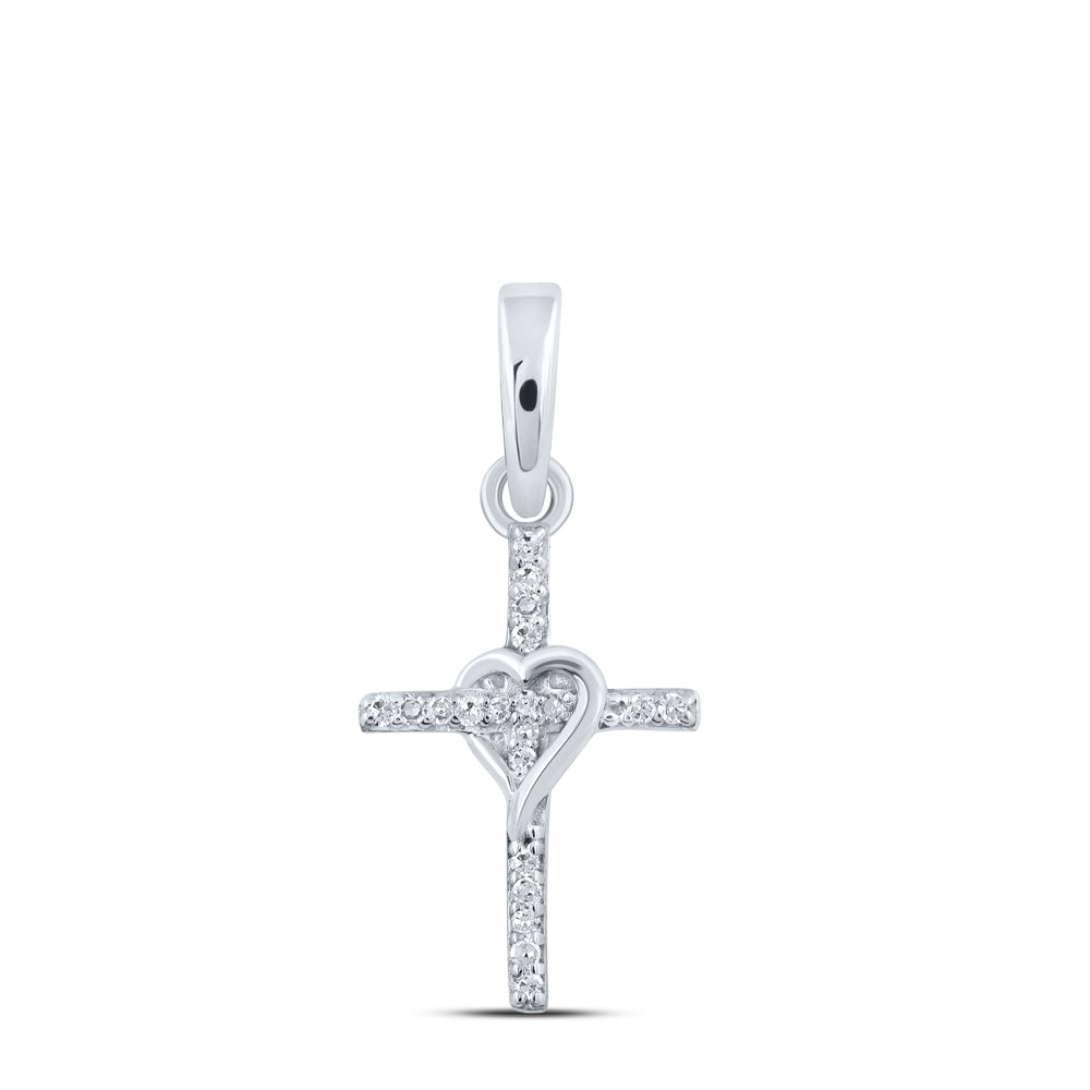 1/20Ctw-Diamond Heart Cross Pendant (1.27 grams)