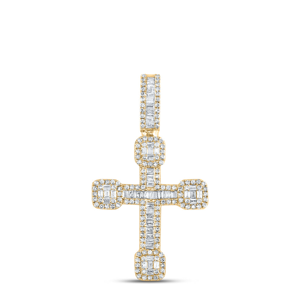 10Kt Yellow Gold 1/2Ctw-Dia Nk Mens Urn Cross Charm (4.54 grams)