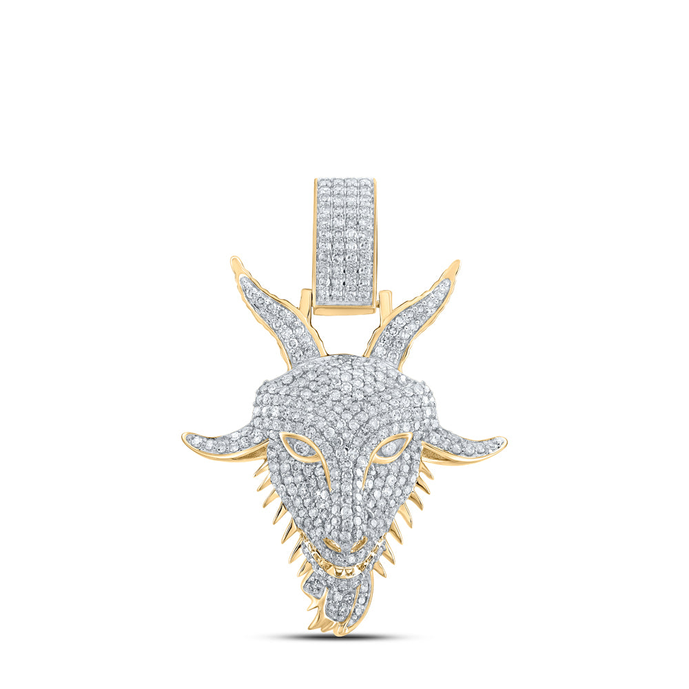 1 1/2Ctw-Dia Nk Goat Face Mens Charm (6.35 grams)
