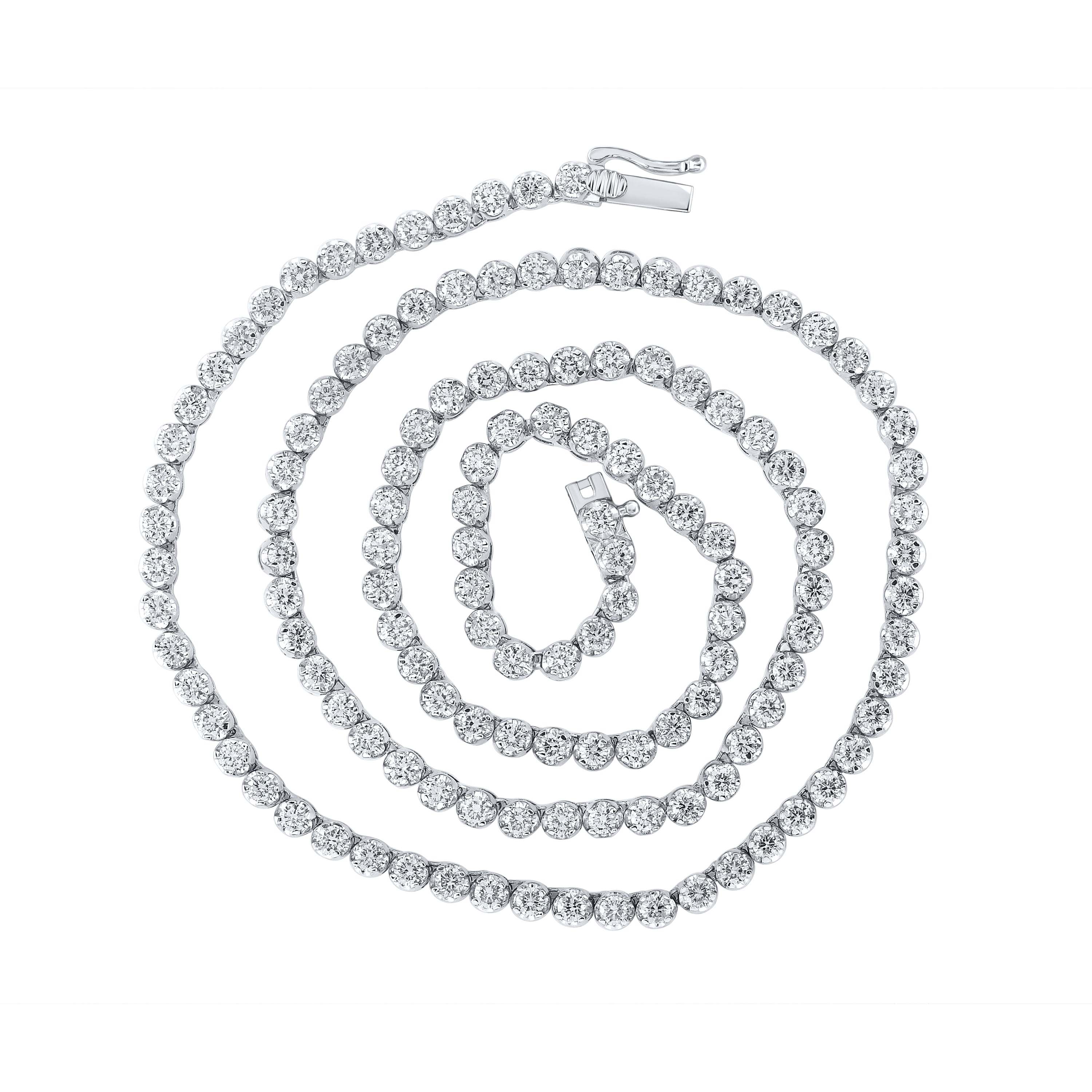14Kt White Gold 11 Ctw-Dia Nk Mens Solitaire Chain (24 Inch) (32.79 grams)